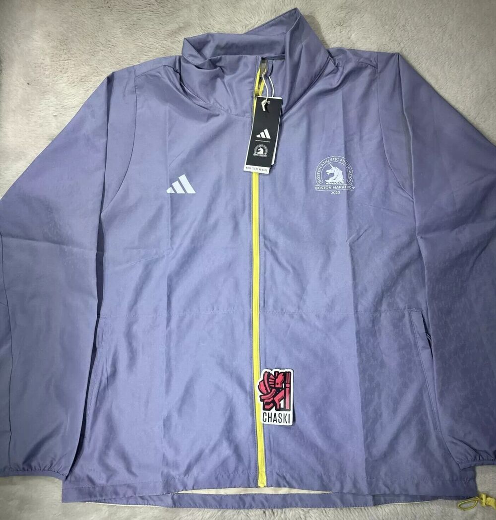 Adidas 2023 Boston Marathon Windbreaker Jacket HY0267 Purple Women's Large NEW